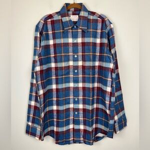 Vintage Sovereign Plaid Cotton Heavy Flannel Button Up Shirt Large Tall